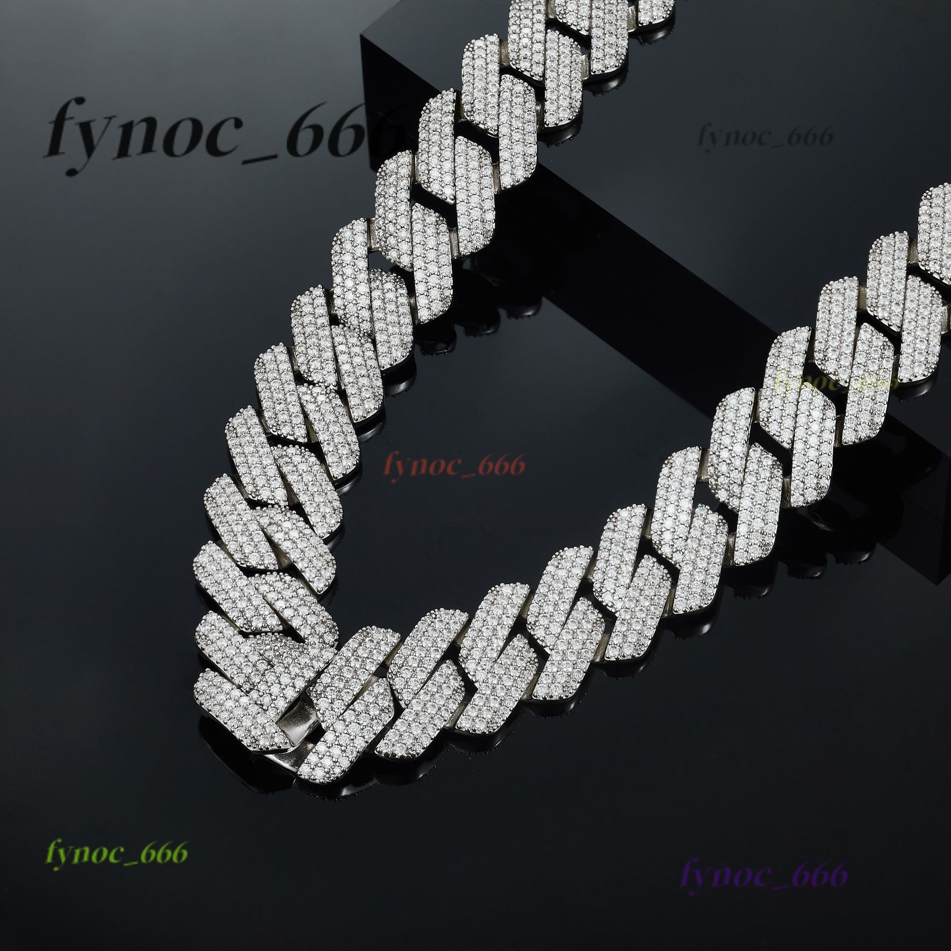 10mm Cuban Chain Full Moissanite S925 Silver Diamond Cuban Chain Trendy Necklace Accessories