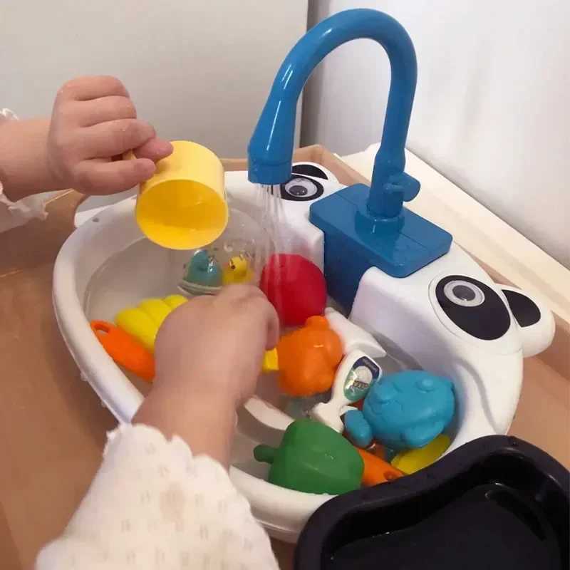Kids Kitchen Toys Play House with Drainable Sink Simulated Water Washbasin Toy for Girls and Boys Ideal Gift C250922