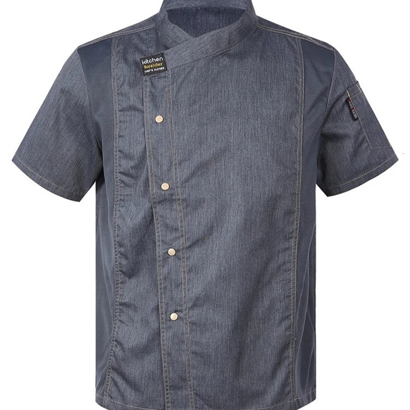 Cook el Restaurant Canteen Cake Shop Cafe Shirts Cooking Clothing Food Service Kitchen Work Uniform Adult Grey Chef Jacket Coat 250418