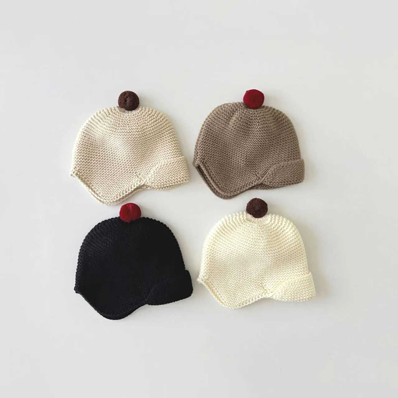 Cute Baby Hat With Ball Winter Thicken Warm Baby Boys Girls Cap Beanies Infant Toddler Ear Protection Hat Z251029