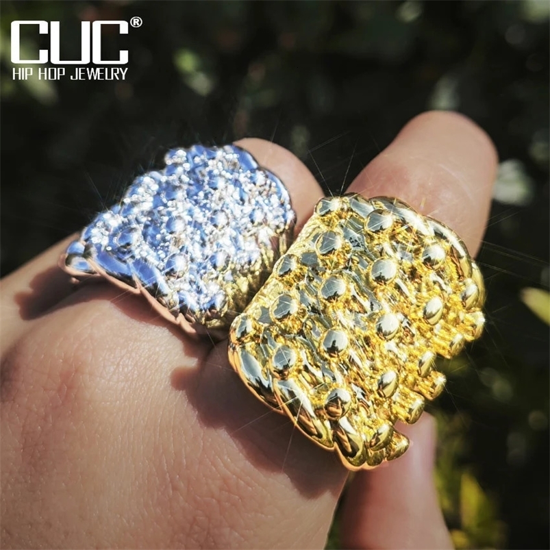 CUC Lava Ring 50g Solid heavy Copper Fashion Men Hip Hop Rings Irregular Shaped Rap Rock Jewelry For Gift 240530
