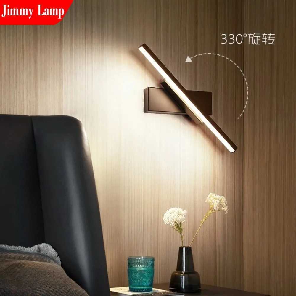 Modern Rotatable LED Black White Wall Light for Bathroom Mirror Bedroom Living Room Indoor Line Sconces Decor Lighting Fixture C251124