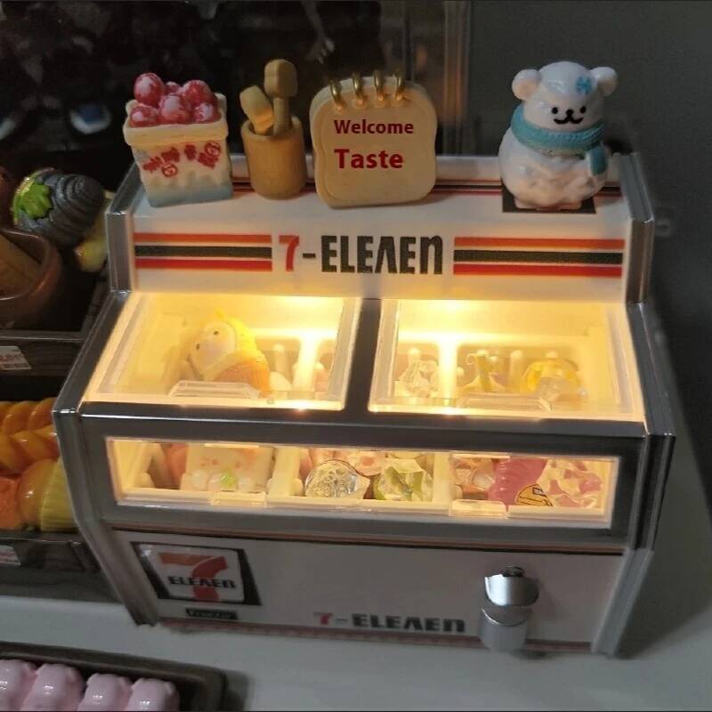3D Fridge Magnets Miniature simulation freezer Night Light Dollhouse Mini 7 Freezer Supermarket Cabinet Toy Display Models ddmythur