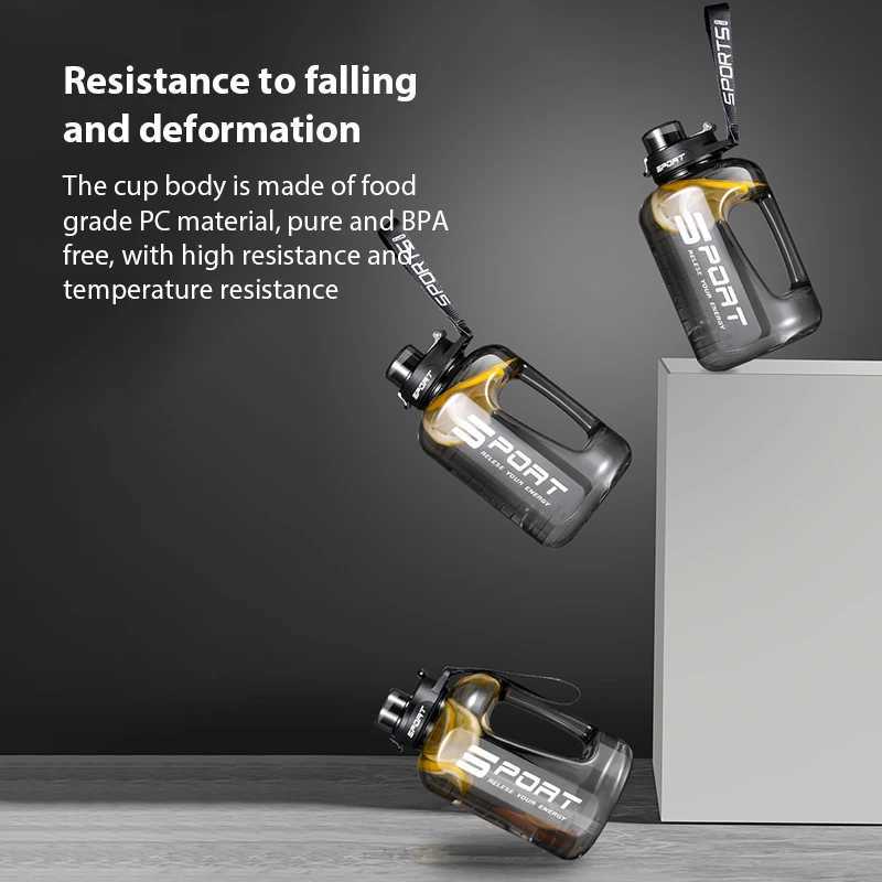 17002500ml Sports Water Bottle Large Capacity Drinking Cup with Time Marker Portable Plastic Space Cup Gallon Bottle J250923