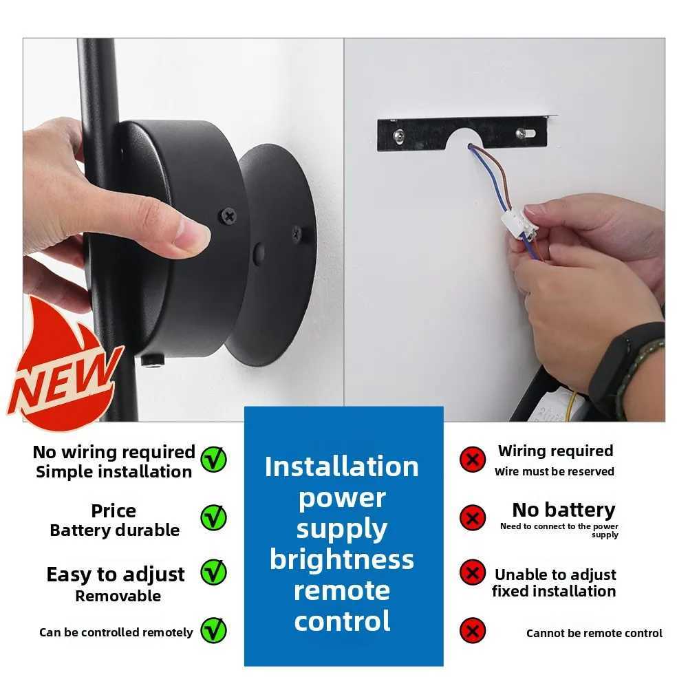 Rechargeable LED Wall Lamp Wireless Magnetic Disc Design Remote Sconce for Bedroom Living Room C251124