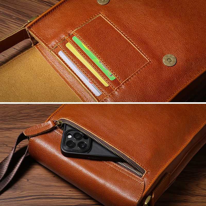 NUKA Mens Genuine Leather Shoulder Bag Retro Flap Crossbody Bags Casual Trend Satchel High Quality Luxury Cowhide Messenger Bag J251025