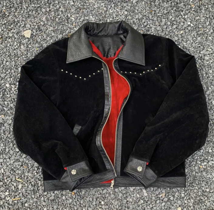FEWQ High Street Mens Coats Turn-down Collar PU Leather Patchwork Metal Rivets Zipper Solid Color Casual Male Jackets 24K3450 250806