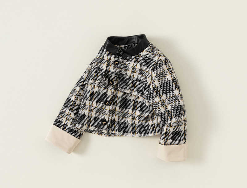 Youbao Girls Autumn Clothing Baby Girl Little Fragrance Style Coat Houndstooth Short Fashionable Cardigan Top QY23016 C250923