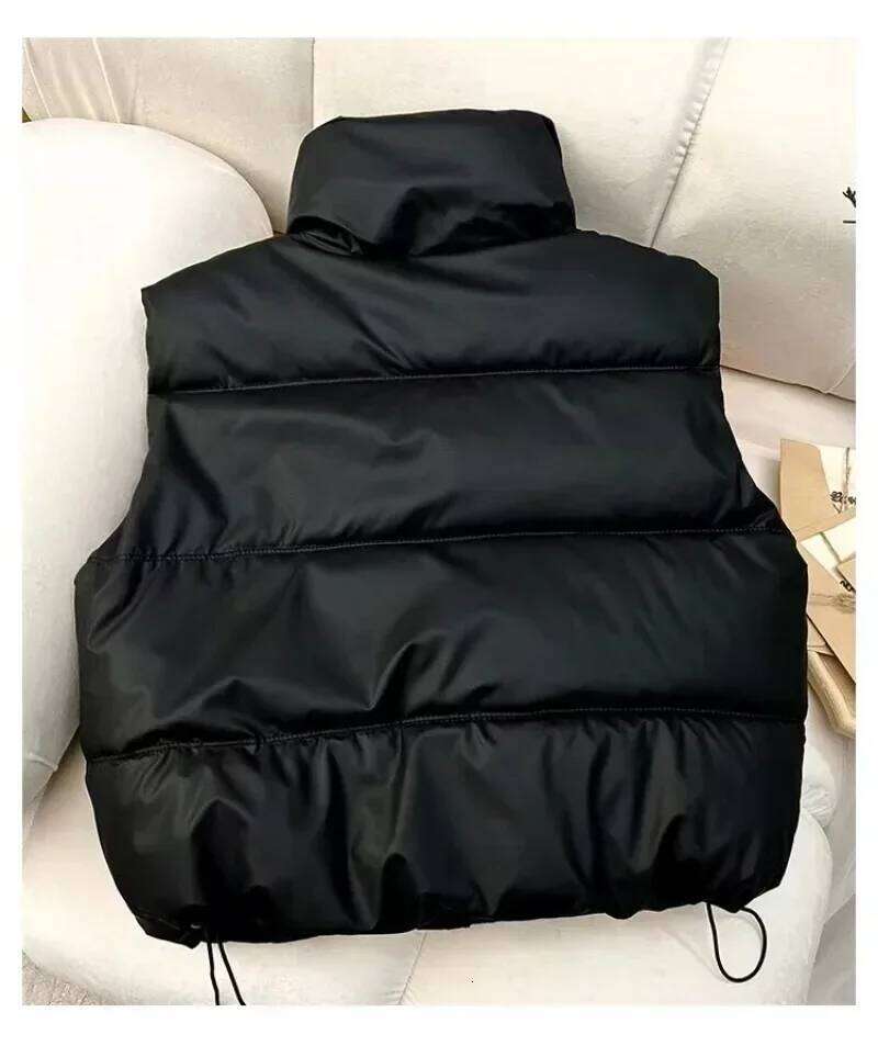 2025 Autumn Winter Warm Waistcoat Ladies Sleeveless Stand Collar Down Cotton Coats Women Outerwear Casual Puffer Vest Jacket