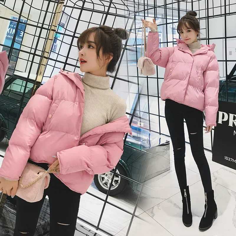 2023 New Winter Thicken Puffer Jacket Women Down Cotton Cottonpadded Jacket Crop Tops Warm Long Sleeve Coats Pink Black Red Z250923