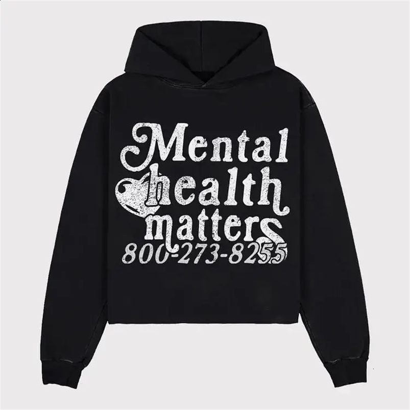 Mental Health Matters Print Hoodies Women Men Streetwear Oversized Sweatshirt Goth Y2k Top Harajuku Pocket Hoodie Men Clothing 240822