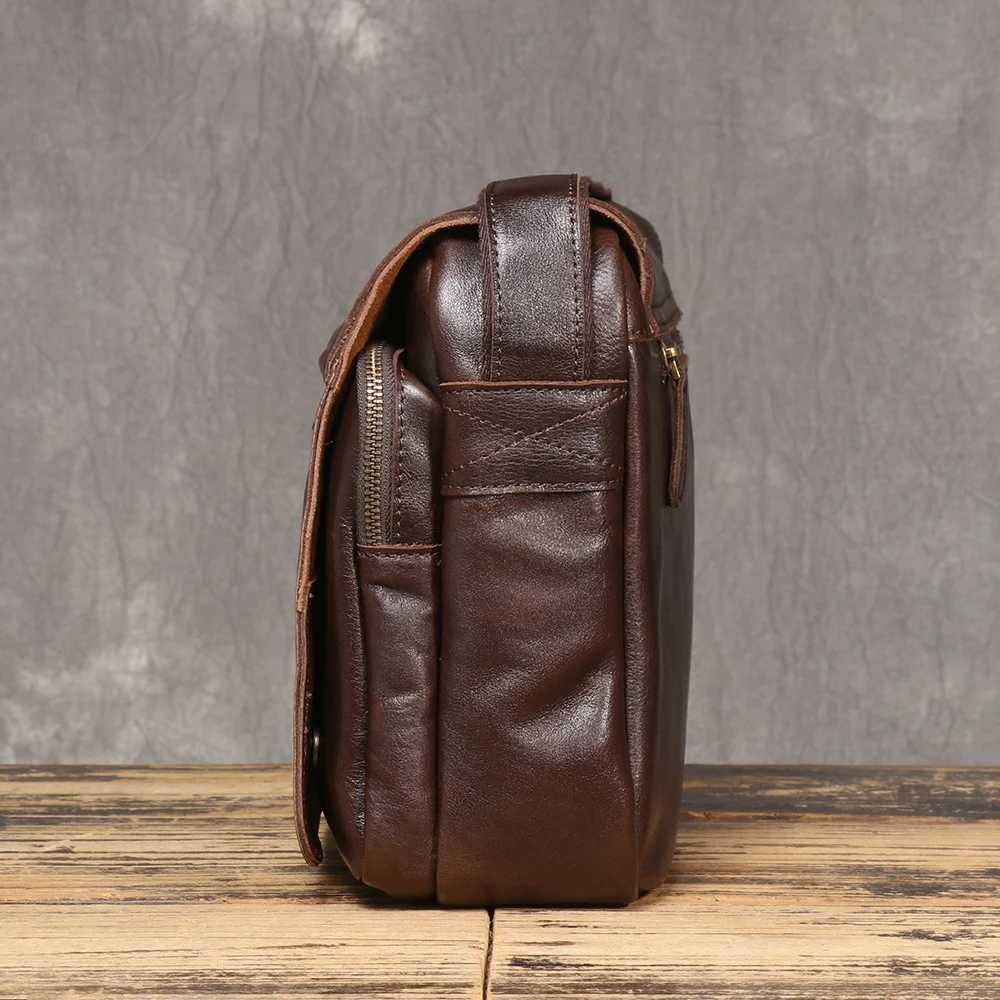 New Genuine Leather Mens Shoulder Bag Made from TopLayer Cowhide Crossbody Bag That Can Fit a 13Inch Tablet J251025