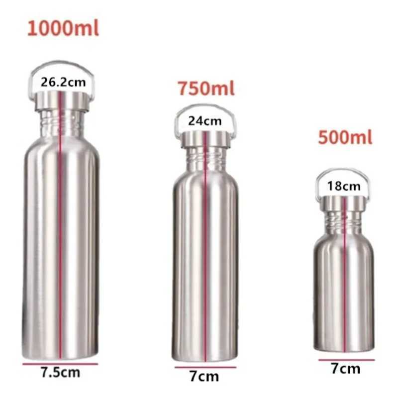 Stainless Steel Water Bottle 1 Liter Drink Bottle for Sport Outdoor Camping Hiking Gym Kettle 500 750 1000ml Water Bottles J250923
