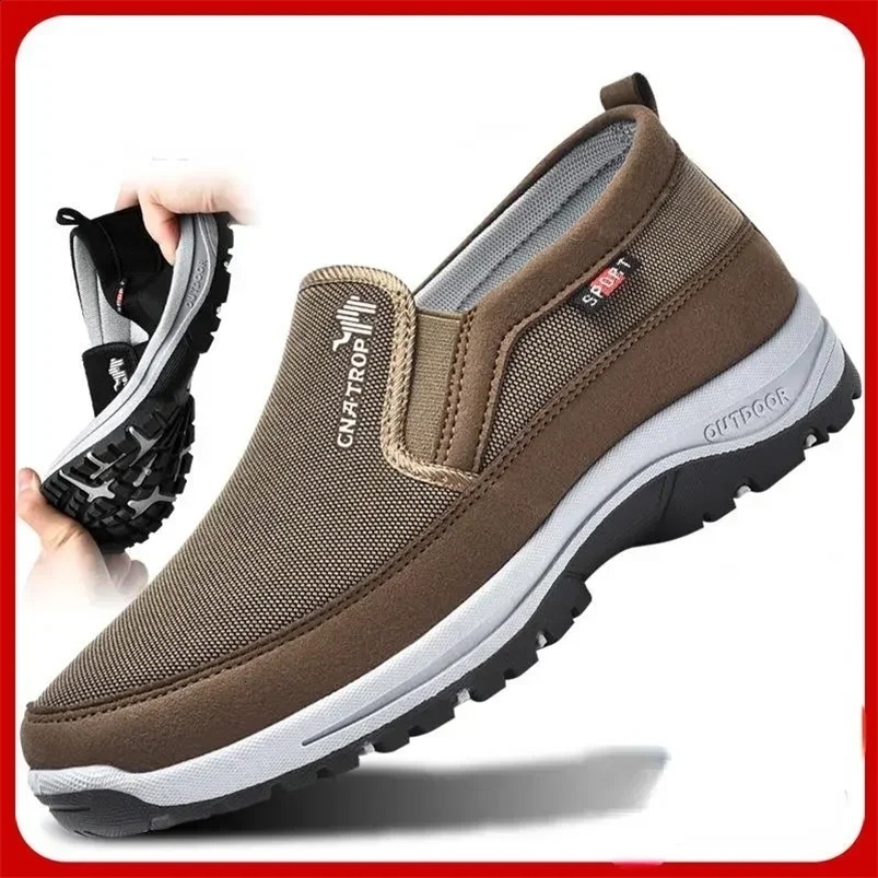 Mens Casual Loafers Sneakers Mesh Breathable Retro Driving Shoes Slip-on Vulcanized Soft Soles Non-slip Solid Color Shoes 240909