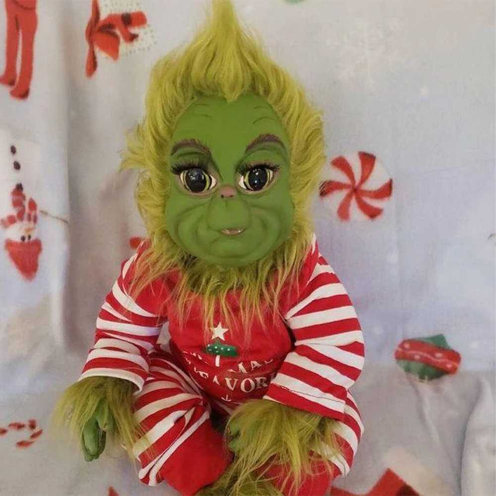 Christmas Plush Doll Green Monster Doll Christmas Grinch Baby Toys Soft Christmas Decorations Plush Toy Children Doll Xmas Decor S25923