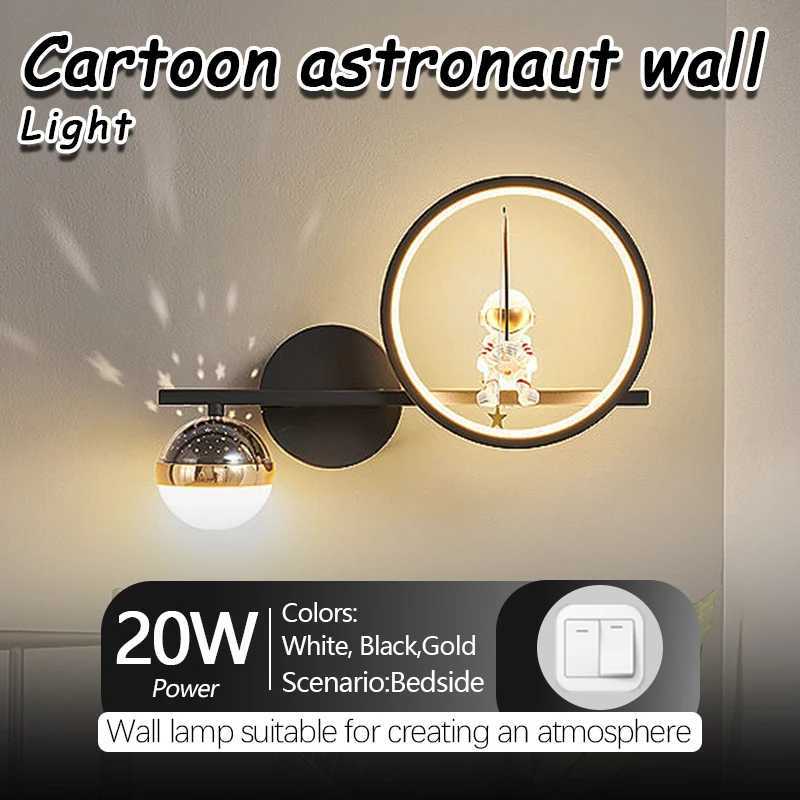 Creative astronaut wall lamp for kids room a modern decorative light for bedroom bedside and background wall C251124