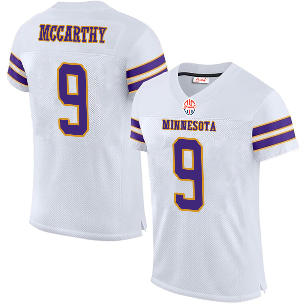 Personalized Custom Football Jersey Jefferson McCarthy Moss Darnold Addison Hockenson Smith Men Women Youth Embroidered Letter Number Design Polyester