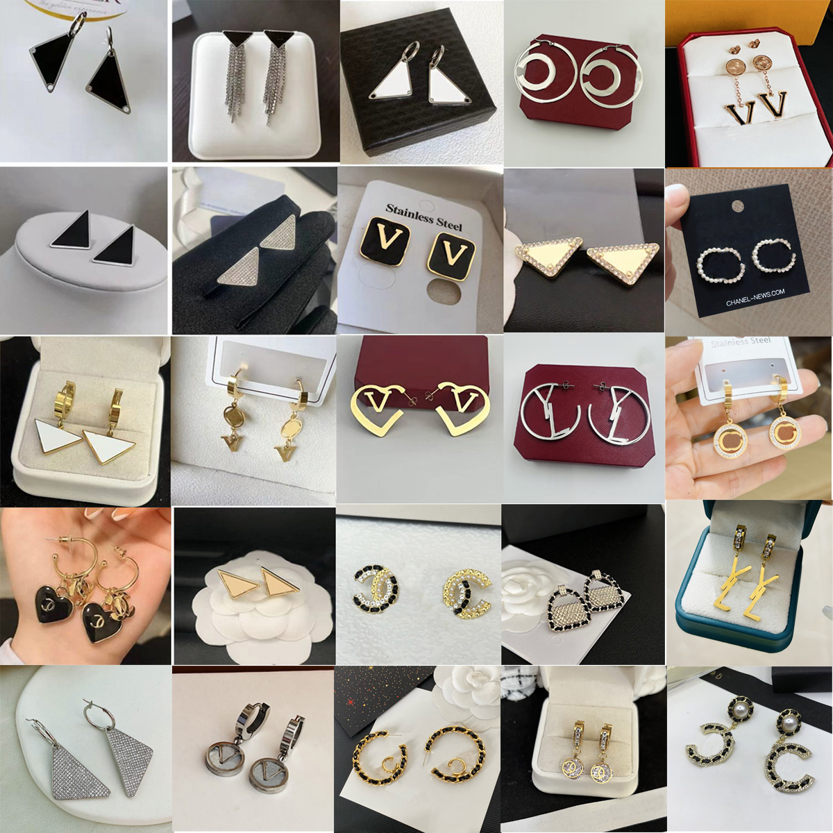 Designer Earrings 200 Styles Mixed Random Shipment Crystal Simple Geometric Stud Earrings Women Wedding Party Classical Jewerlry Gifts