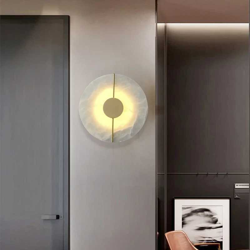 Luxury Art Deco Marble Wall Lamp Round LED Sconce for Bedroom Living Room Corridor Aisle Indoor Home Decoration Lighting Fixture C251124