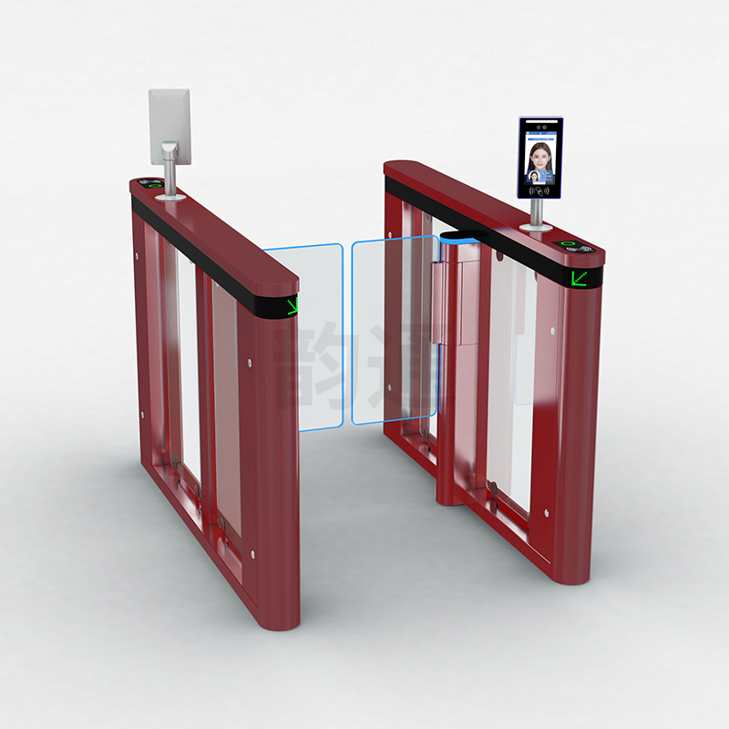 High-Speed Pedestrian Access Gate - Customizable Acrylic Edging & Side LEDs, Tempered Glass Panel, Brushless Swing Arm Speed Turnstile-NO03