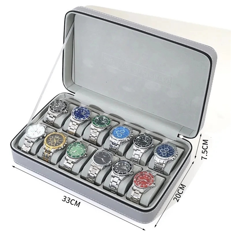 Watch Boxes Cases Zipper Bag 6/10/12 Girds Watch Organizer Portable Boxes Watch Case Bracelets Men's and Women's Multifunctional Display Box