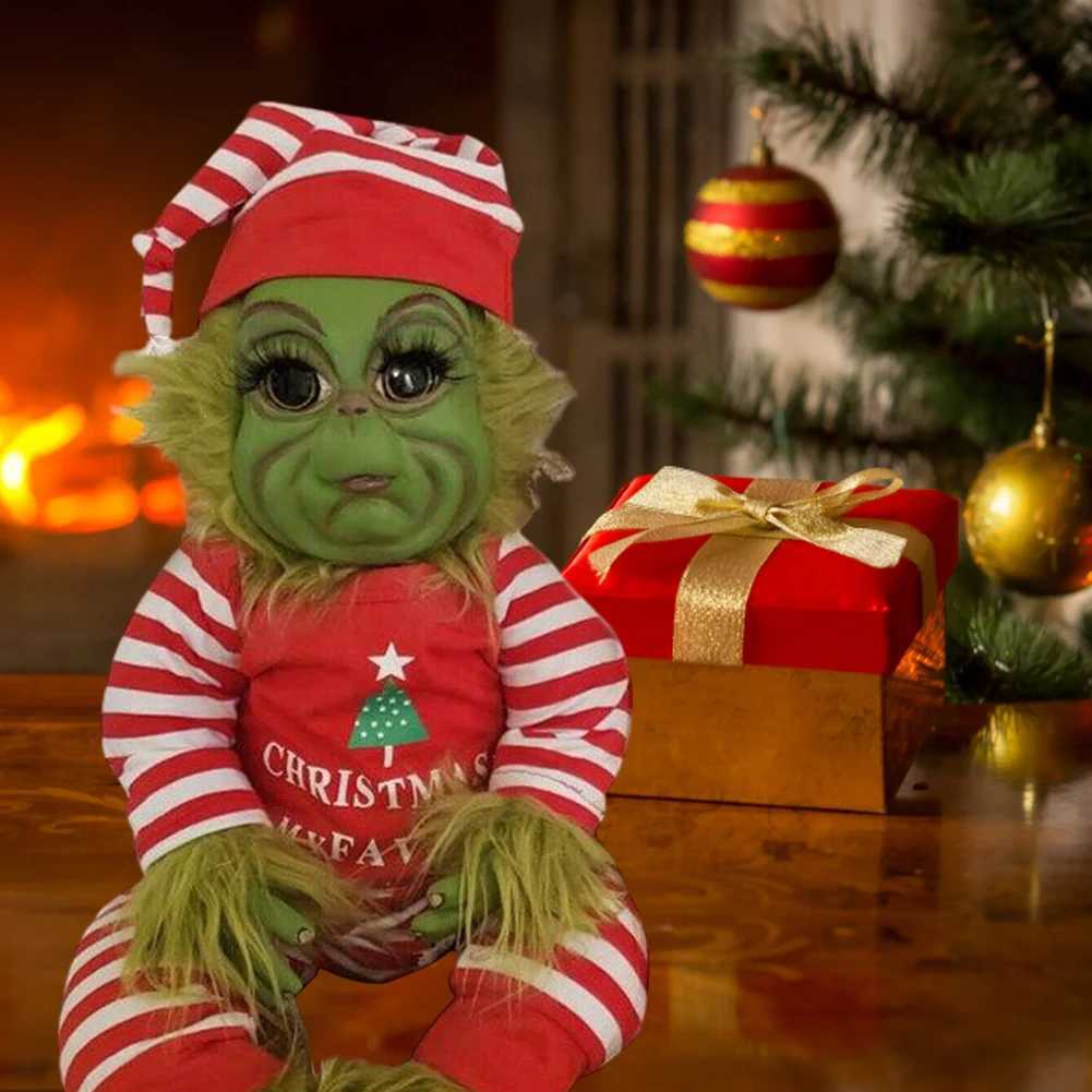 Christmas Plush Doll Green Monster Doll Christmas Grinch Baby Toys Soft Christmas Decorations Plush Toy Children Doll Xmas Decor S25923