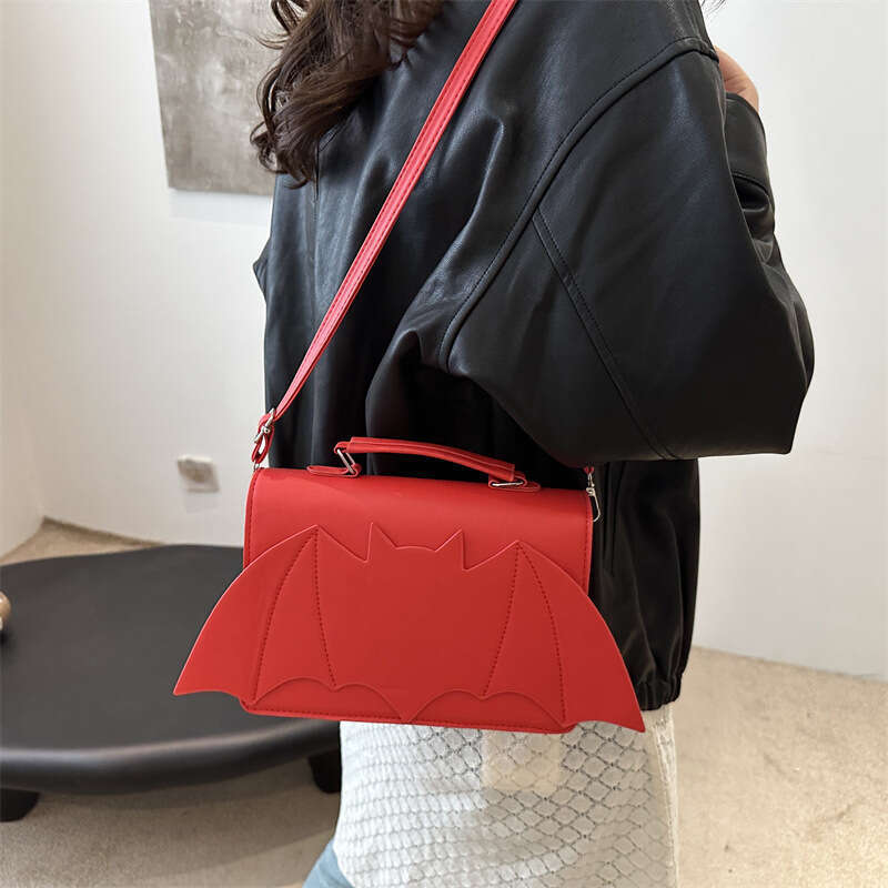 Handheld for Women New Halloween Single Shoulder Personality Bat Quirky Trendy Crossbody Small Square Bag