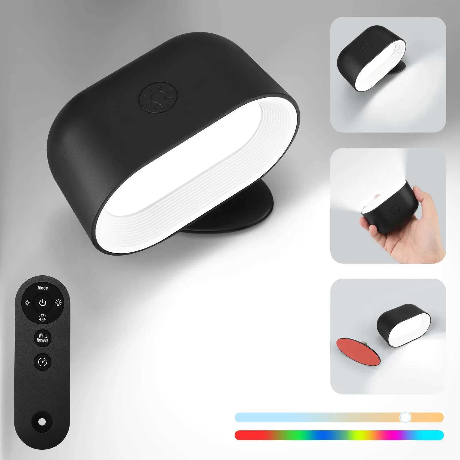 Remote Control Wall Light Touch Night Light 360 Degree Rotation Bedroom Bedside Light RGB Color Change Dimmable C251124