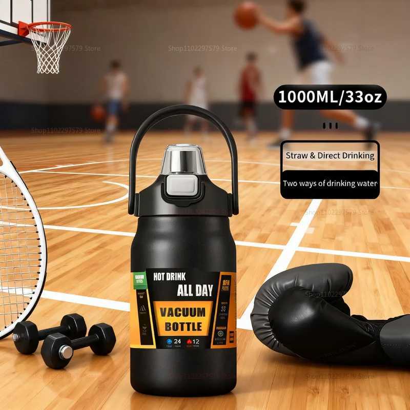 Stainless Steel Insulated Travel Mug 1000ml 1500ml Large Capacity Camping Cup Leakproof Thermos for Outdoor Car Kitchen New 2025 J250923