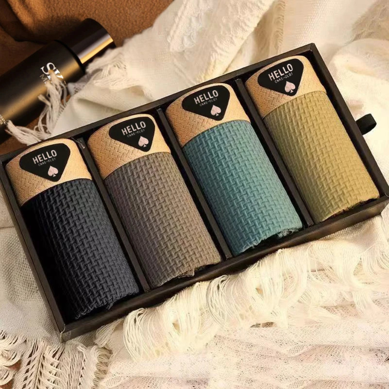 4pcs Boxer Shorts Mens Ice Silk Underwear Cool Thin Underpants Breathable Sexy Panties U Convex Lingerie Plus Size L-6XL 250605