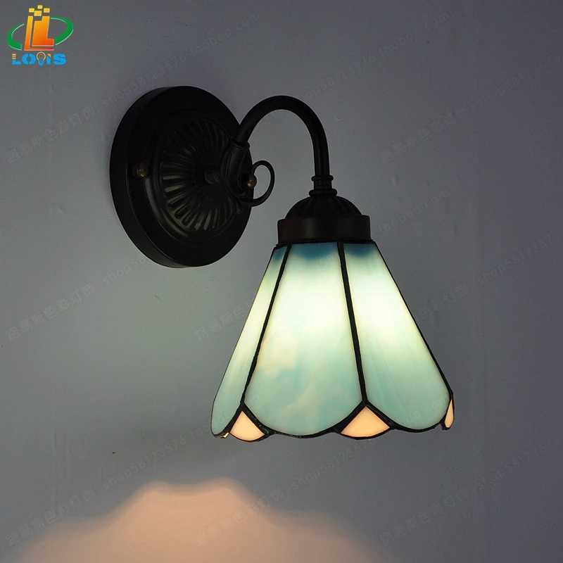 European Simple Modern Sixsided Glass Wall Lamp Tiffany Balcony Staircase Bathroom Light Decoration Iron Garden Decoration C251124