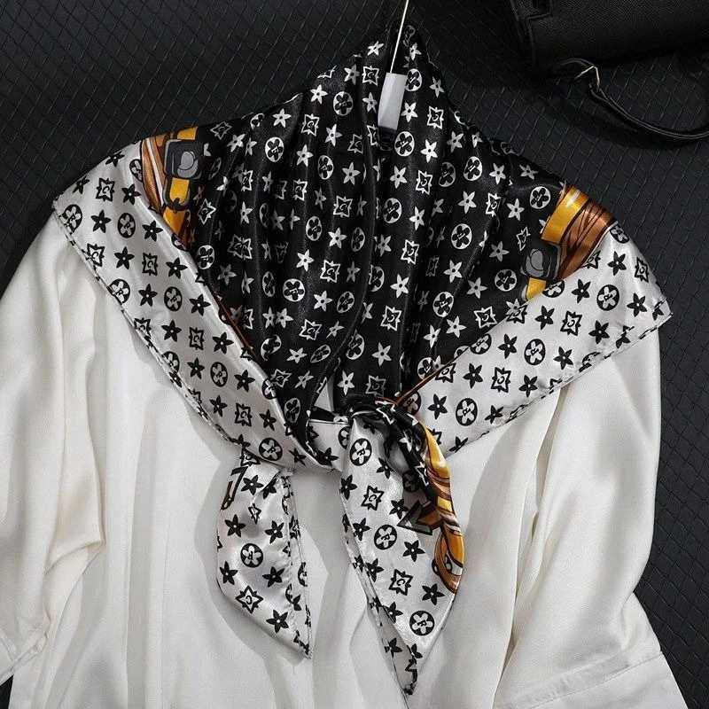 9090CM Fashion Scarves for Women Shawl Print Silk Satin Hijab Scarf Female Bandana Luxury Brand square Shawls Scarfs For Ladies C250922