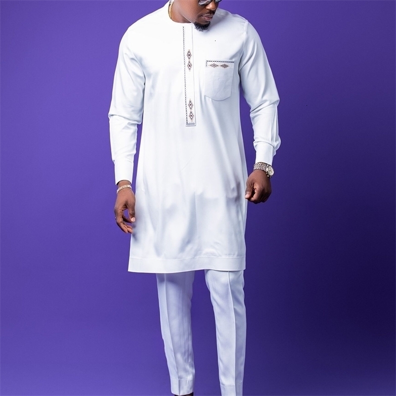 2024 African Traditional Mens Set Elegant and Fashionable Mens Suit Casual Embroidery Two Piece Set Mens Suit Kaftan 240830