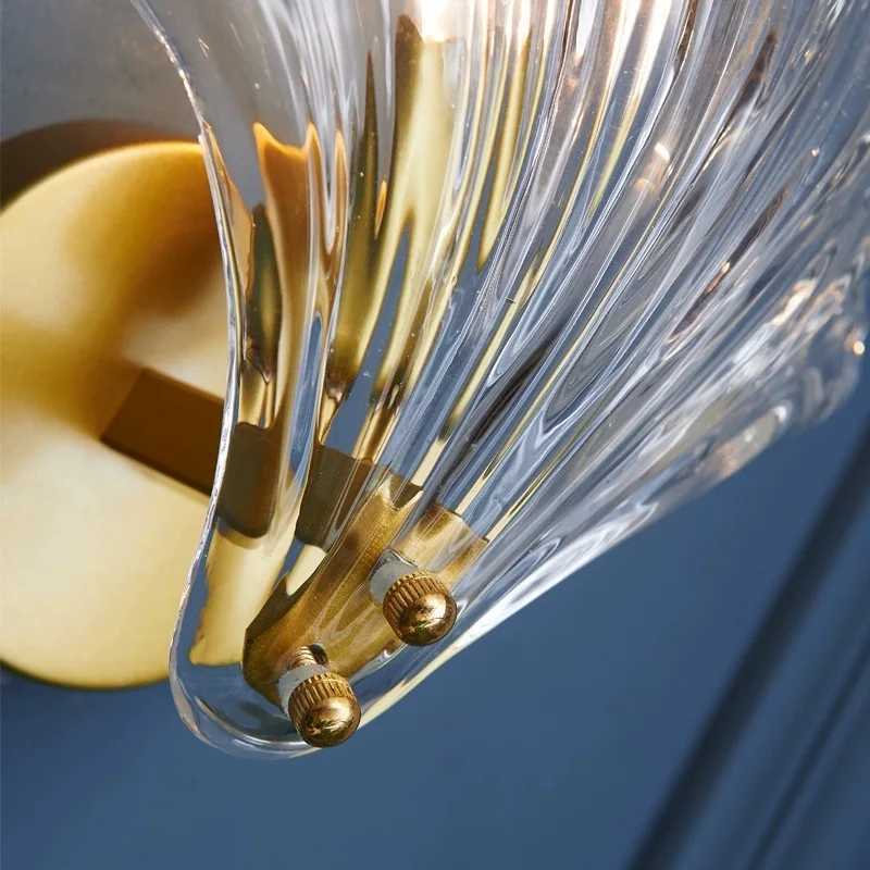 Nordic Simple Glass Shell Wall Lamp Bedroom Living Room Corridor Wall Light E14 Bedside Lamps Indoor Decoration Fixtures C251124