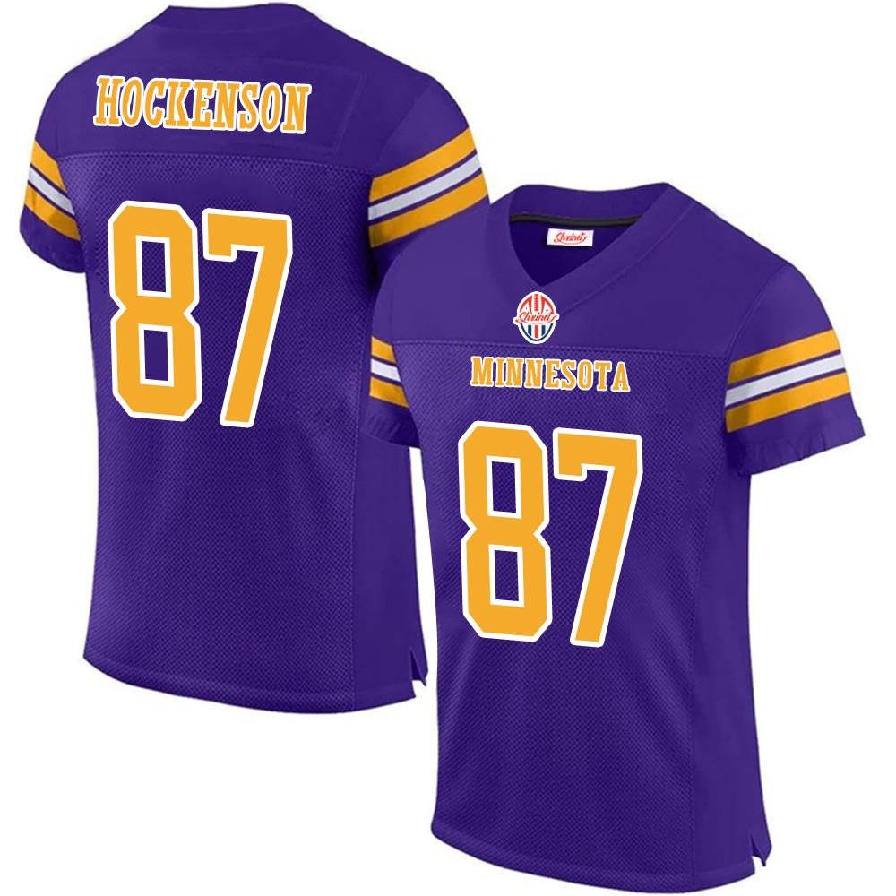 Personalized Custom Football Jersey Jefferson McCarthy Moss Darnold Addison Hockenson Smith Men Women Youth Embroidered Letter Number Design Polyester