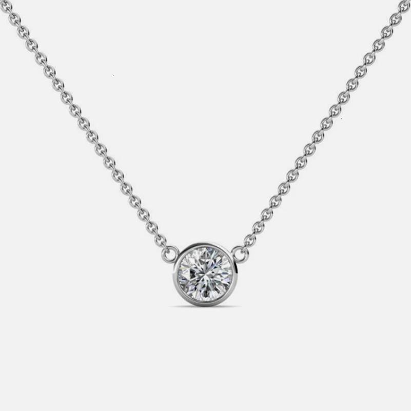 Round Lab Grown Diamond CVD HPHT Bezel Set Women Solitaire 10k 14k 18k Pendant Necklace D VS Diamond Jewelry Woman NO IGI 240119