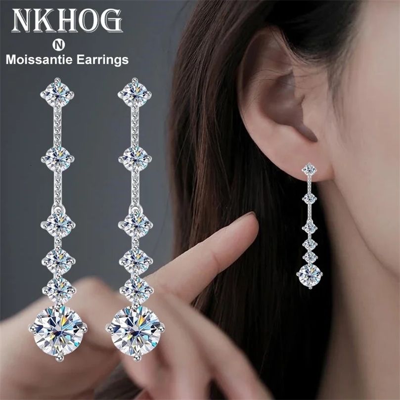 Dangle Earrings For Women 3ct a Pair D Color VVS1 Diamond Long Tassel Ear Drops 925 Sterling Silver Fine Jewelry Gift 240507