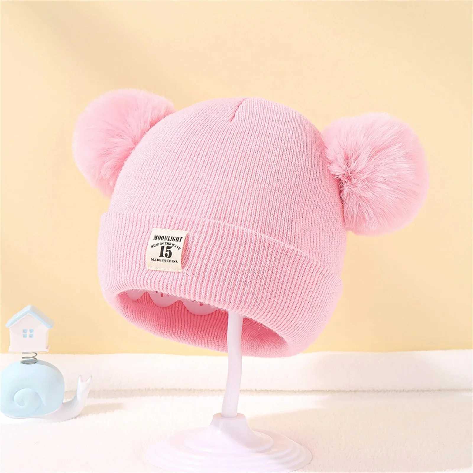 3pcs Autumn Winter Baby Warm Knitted Hats With Pom Kids Knit Beanie Hat Children Hat For Boys Girls Accessories Z251029