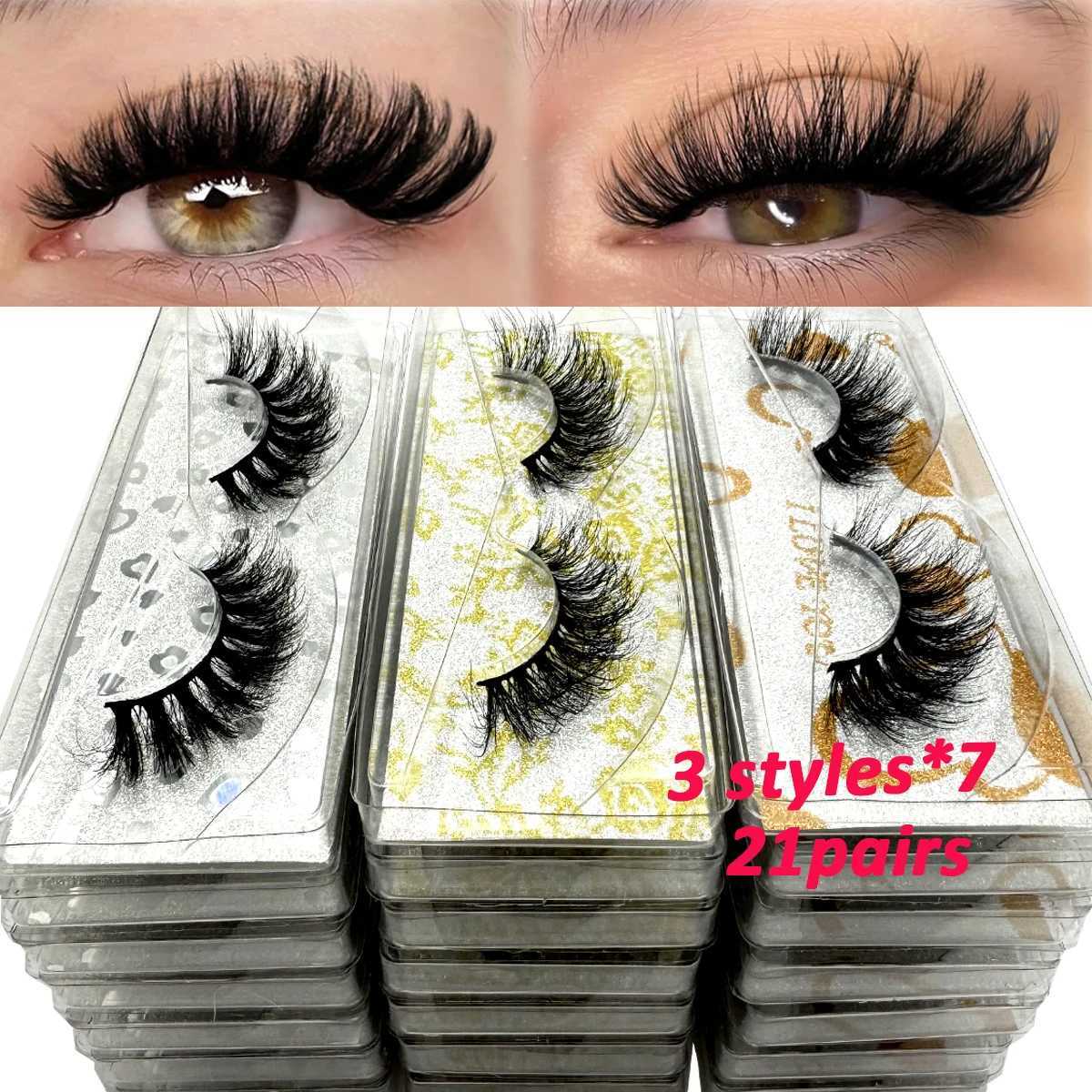 21 Pairs 3D Mink Wholesale Natural Eyelashes Lashes Handmade Fluffy Dramatic Lashes Cruelty Free False Eyelashes Makeup Lashes C250923