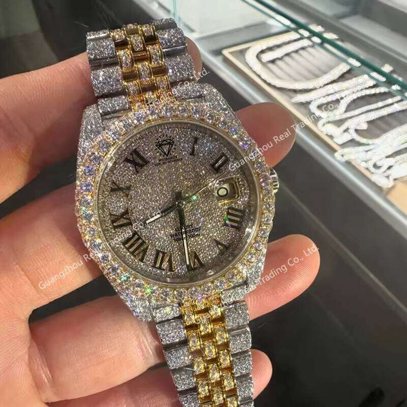 Customized Hip Hop Full Iced Out Vvs1 Moissanite Dia Watches with Gift Box Free Shipping