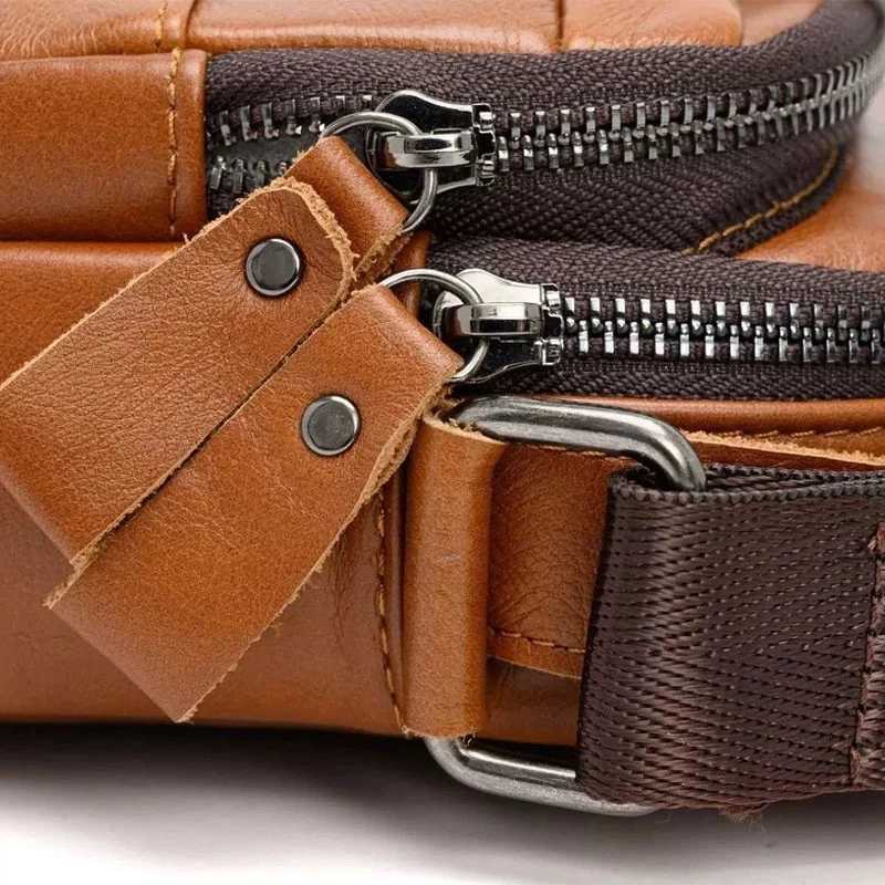 SmallGenuine Leather Bag for Man Fashion Real Cow Leather Satchel Male 2025 New Boys Shoulder or Crossbody Bag J250922