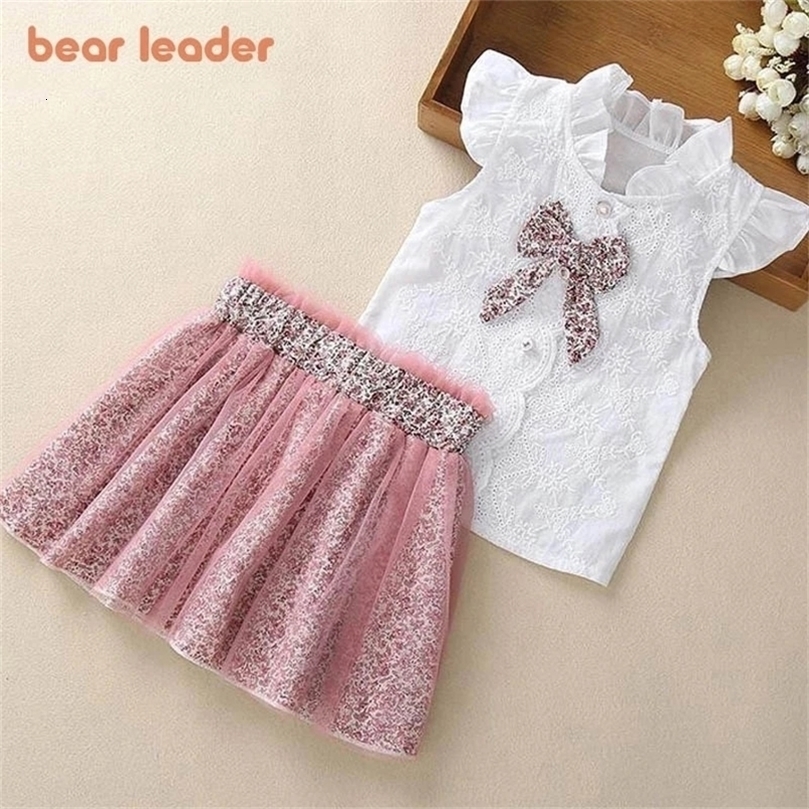 Bear Leader Girls Clothing Sets Summer Sleeveless T-shirt+Print Bow Skirt 2Pcs for Kids Clothing Sets Baby Clothes Outfits 220425