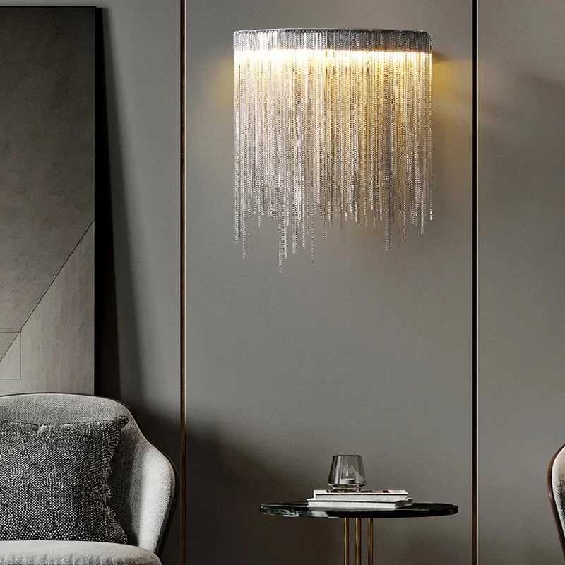 Modern Led Chain Wall Sconce Bedroom Luxury Living Room Indoor Lighting GoldSilver Creative Design Wall Lamp Home Decor Lustre C251124