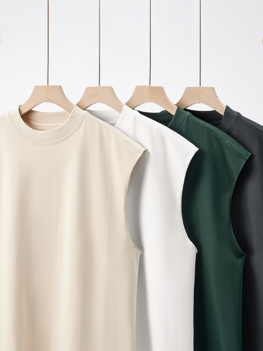 Spring-Summer Men's Street Tee - Pure Cotton Solid Color, Double Pocket Detail, Split Cuff Short Sleeve, New Arrival-80B