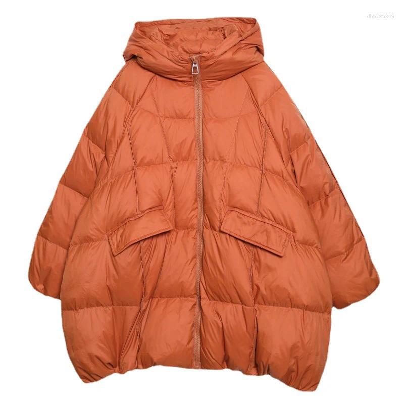 Women's Down Lagabogy 2025 Winter Women White Duck Jacket Hooded Warm Oversize Puffer Coat Female Casual Loose Parkas Pocket Outwear