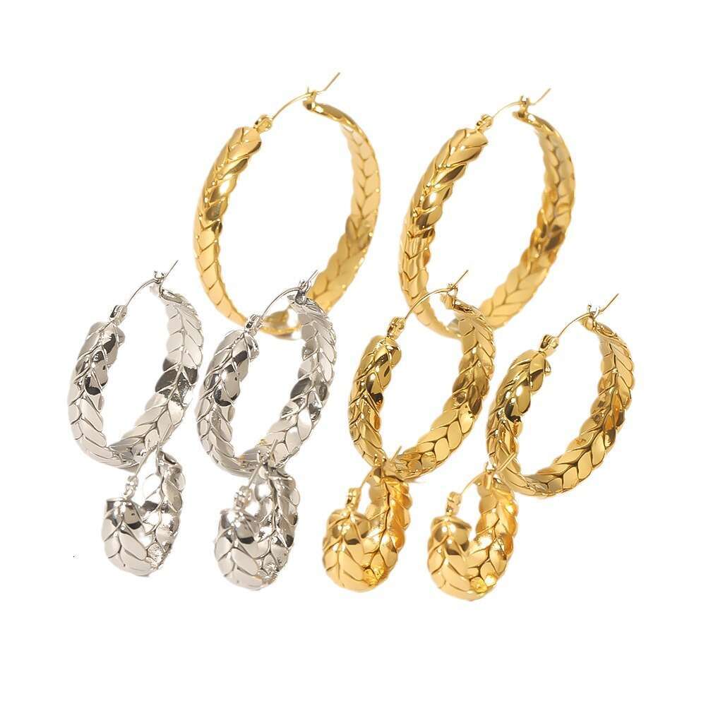 Light Style Niche Design Studs Gold Stainless Steel Wheat Earrings High-end Feel Ear Jewelry for Women