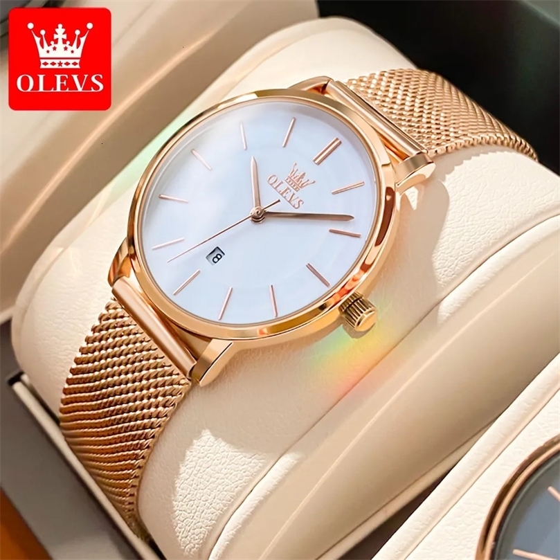 Womens Watches OLEVS 65mm Ultra Thin for Women Rose Gold Stainless Steel Waterproof Ladies Wristwatches Big Face Quartz Watch Gift Box 230927