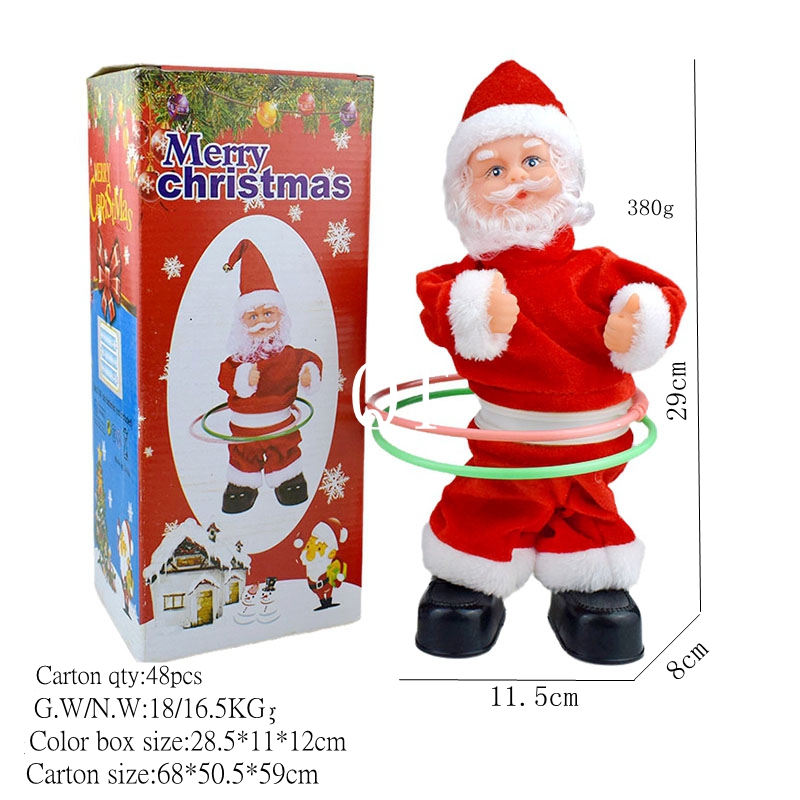 Novel and interesting Hula hoop fitness Santa Claus electric music, Santa Claus doll toys, Christmas ornaments and gifts