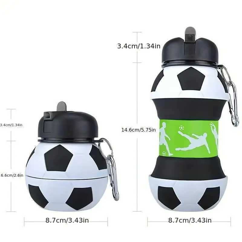 Foldable Ball Shaped Water Bottle 1 Count Portable Soccer Ball Design Water Bottle Leakproof Water Cup for Fitness Outdoor Ac J250923