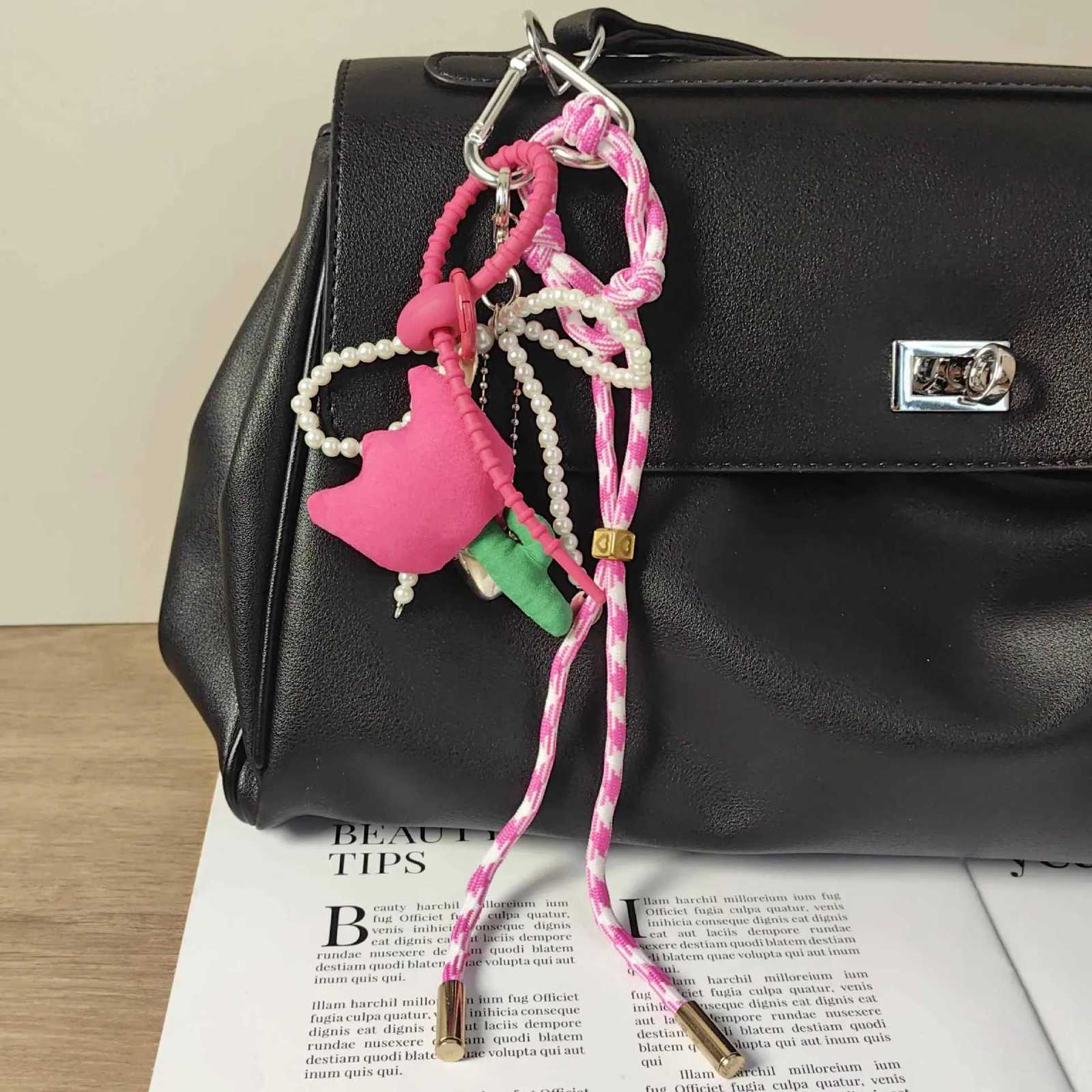Cute Flower Heart Rope Bag Charm Y2KKeychain Purse Charm for Handbags Bogg Bags Accessories Miltiple Key Chain D250923